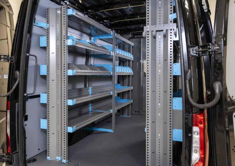 Adrian's next gen shelving installed in a van.